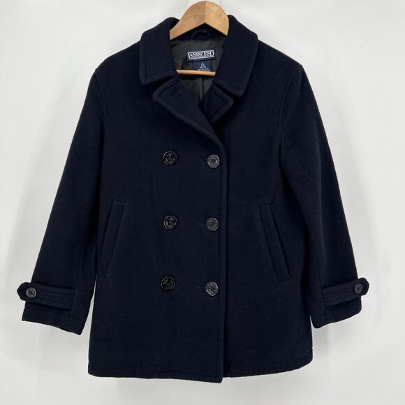 Lands' End Jackets & Blazers - Vintage Lands End Peacoat Womens Size S Troler Loden Wool Fisherman Navy Anchor